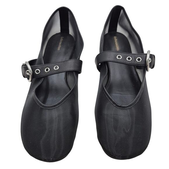 Reformation Shoes - Reformation Bethany Black Mesh Mary Jane Flat Buckle Strap Ballet size 9